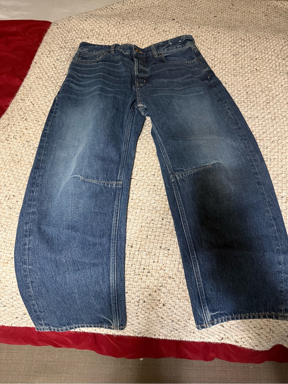 Madewell The Darted Barrel-leg Blue Denim Jeans